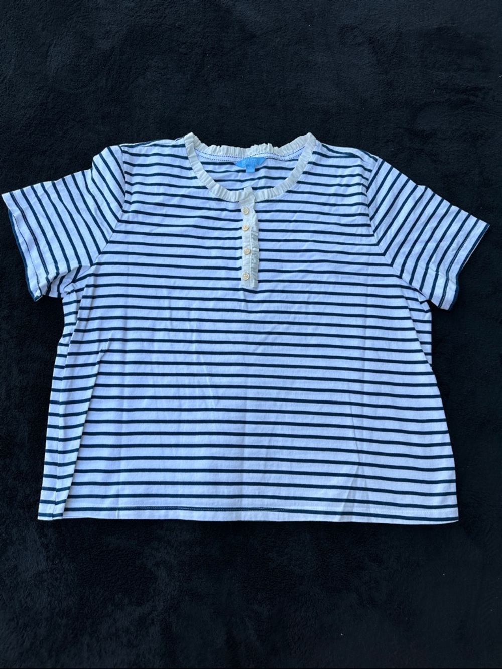 Draper James Navy White Striped Polo Shirt Women’s XXL